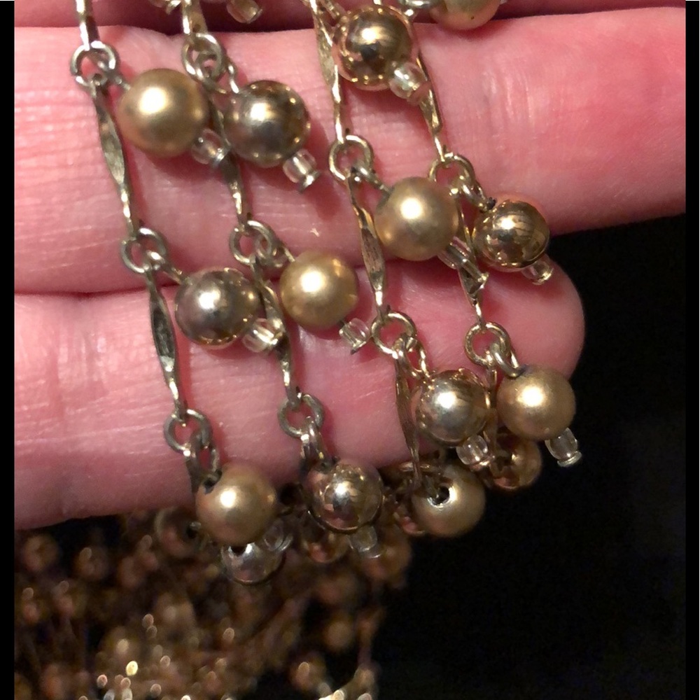 ANTHROPOLOGIE Dual Layer Necklace With Shiny Matte Rounds Elegant Adjustable NEW